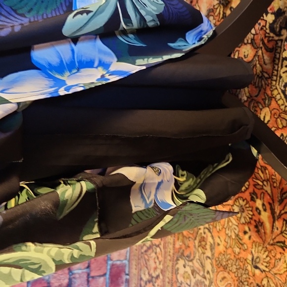 Banana Republic Navy Floral Hawaiian Strappy Dress Lined Asymmetrical 12 Tall - Picture 6 of 16